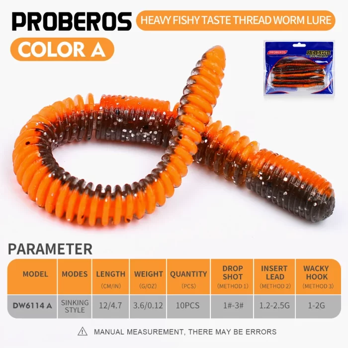 Colored Soft Worm Fishing Lures for Freshwater Fishing | 10pcs - Image 2
