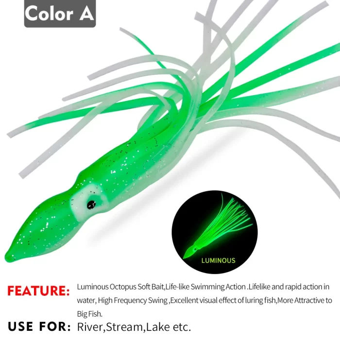 Luminous Squid Fishing Lures for Night Fishing & Freshwater Use | 5pcs - Image 2