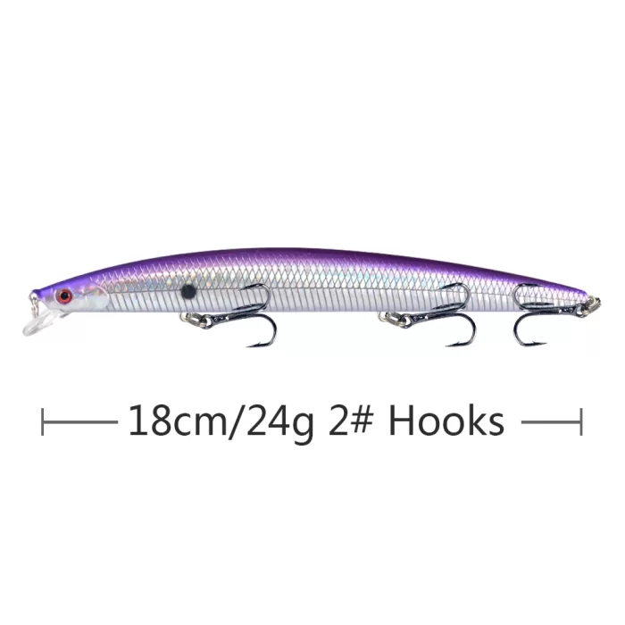 Long Slender Hard Fishing Lure in Multiple Colors | Triple Hook Design for Accurate Casting - Image 2