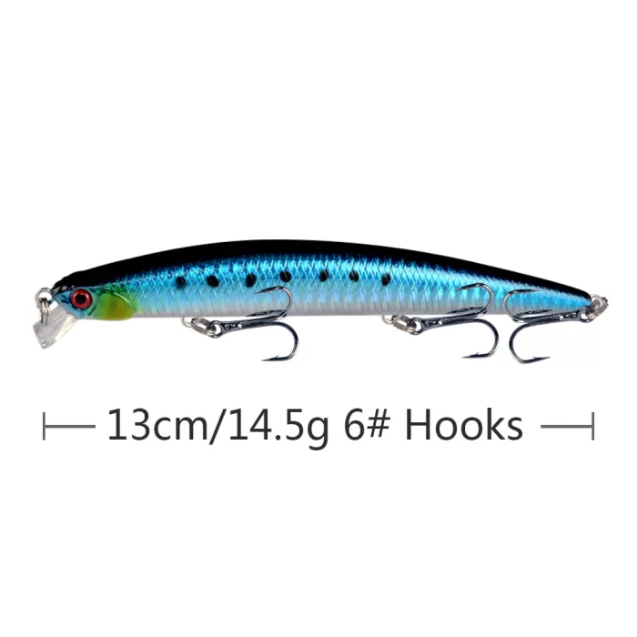 Long Minnow Fishing Lure with Holographic Body and Sharp Treble Hooks for Saltwater & Freshwater - Image 3