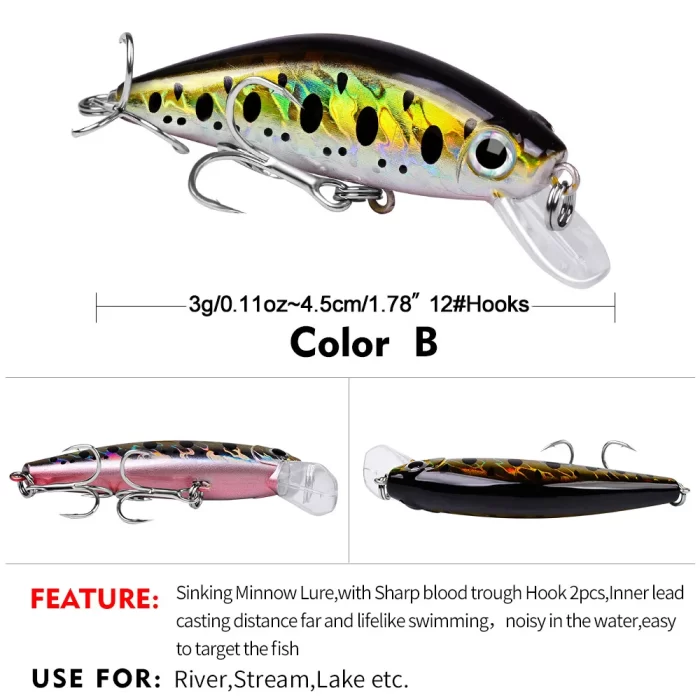LureBolt Short Lip Crankbait - Mid Shallow Diving Laser Fishing Lures for Bass and Trout - Image 3
