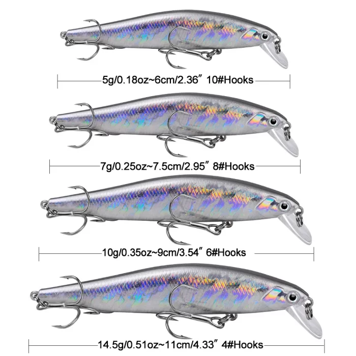LureBolt Slender Minnow Crankbait - Mid Shallow Diving Laser Reflective Lures for Bass and Trout - Image 3