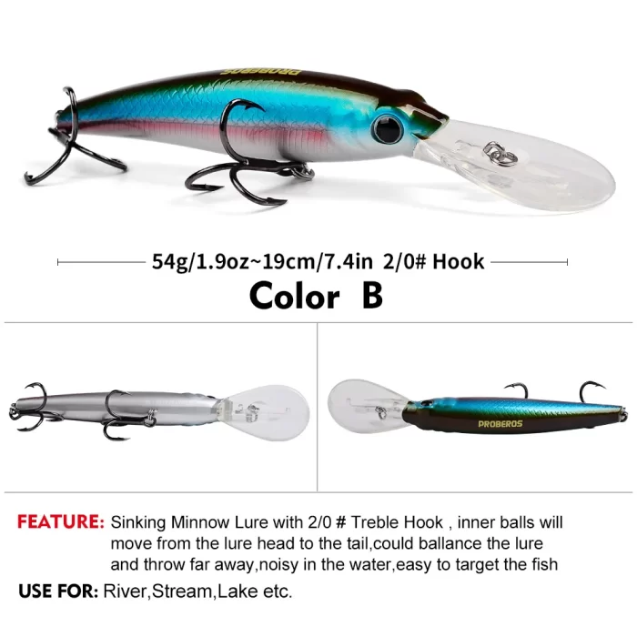LureBolt Deep Diving Minnow Lure Bait Colorful Hard Fishing Lures for Freshwater and Saltwater - Image 3