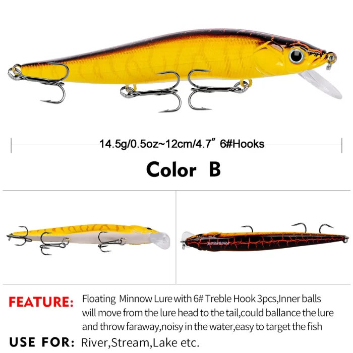LureBolt Hard Bait Minnow Lure Lifelike Long Casting Diving Bait for Saltwater and Freshwater - Image 3