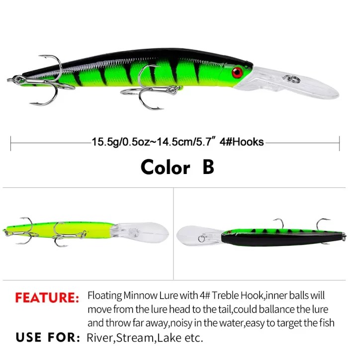 LureBolt Deep Diving Minnow Lure Lifelike Bright Color Long Casting Hard Bait for Freshwater and Saltwater - Image 3