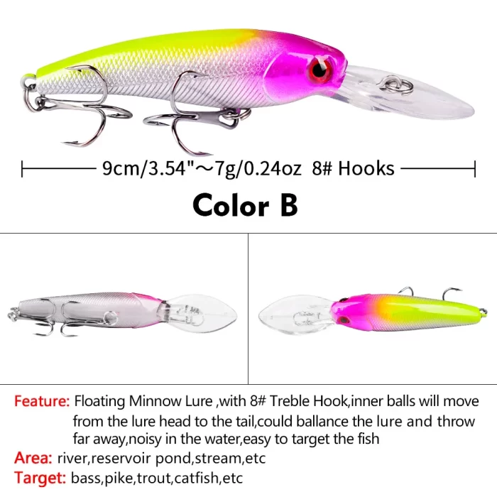 LureBolt Deep Diving Minnow Lure Hard Shell Lifelike Fishing Bait for Deep Water Lure Fishing - Image 3