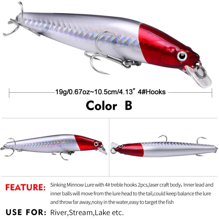 LureBolt Minnow Fishing Lures - Realistic Hard Bait Jerkbaits for Saltwater & Freshwater - Image 3