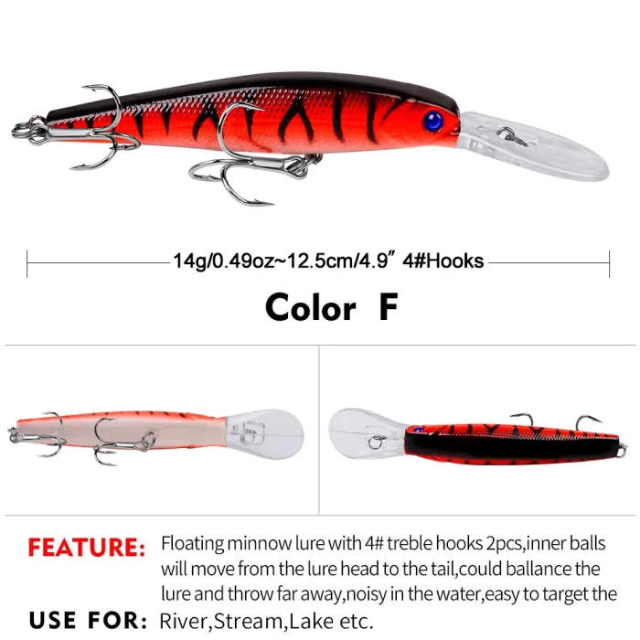 LureBolt Deep Diving Minnow Lure - Colorful Hard Crankbait for Bass and Pike Fishing - Image 3