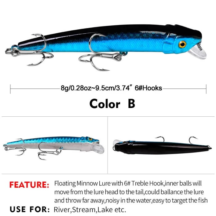 LureBolt Long Casting Deep Diving Minnow Lure - High Visibility Hard Bait for Bass and Walleye - Image 3