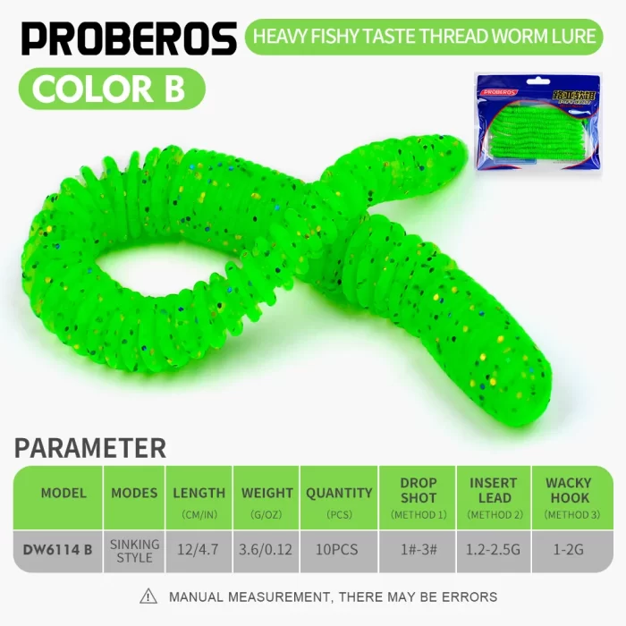 Colored Soft Worm Fishing Lures for Freshwater Fishing | 10pcs - Image 3