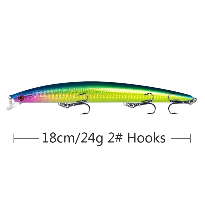 Long Body Multi-Color Reflective Fishing Lure | High-Visibility Hard Bait for Aggressive Strikes - Image 9