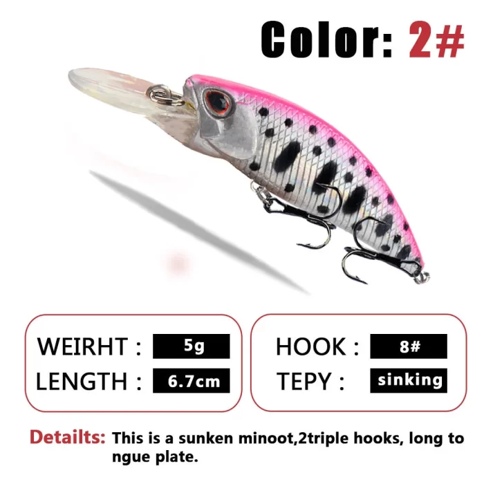 Compact Diving Lure | Triple Hook Design for Bass Fishing Efficiency - Image 3