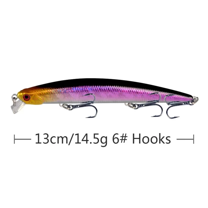 Long Minnow Fishing Lure with Holographic Body and Sharp Treble Hooks for Saltwater & Freshwater - Image 4