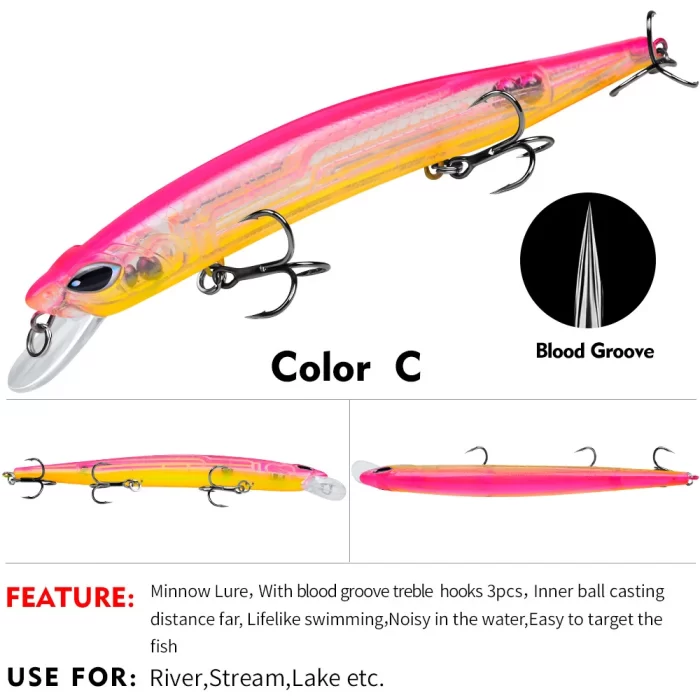 LureBolt Slim Minnow Lure Bait Lifelike Blood Groove Hook Hard Fishing Lures for Freshwater and Saltwater - Image 4