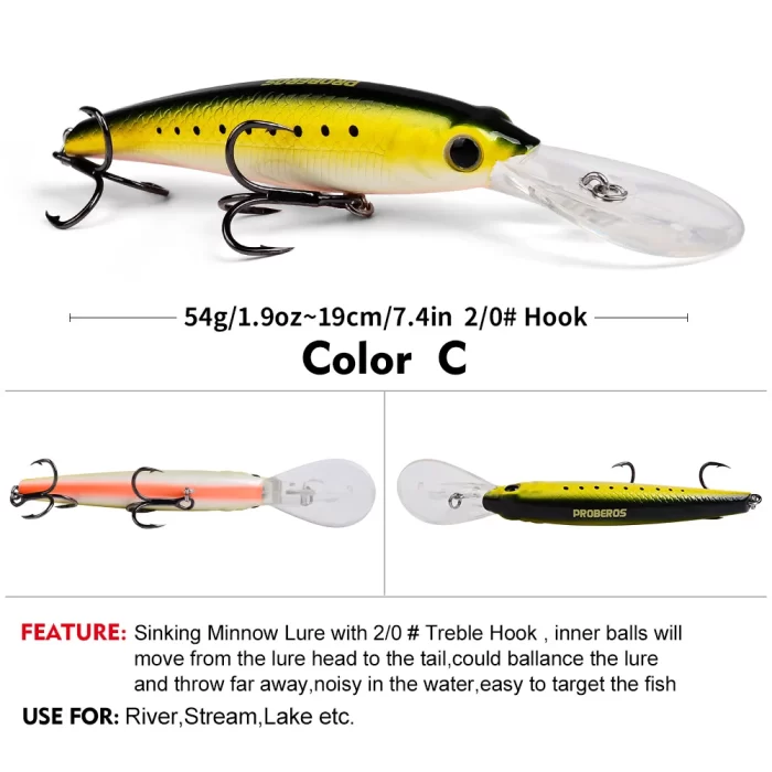 LureBolt Deep Diving Minnow Lure Bait Colorful Hard Fishing Lures for Freshwater and Saltwater - Image 4