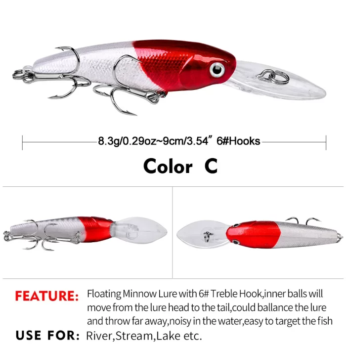 LureBolt Big Mouth Minnow Lure Deep Diving Colorful Hard Bait for Freshwater and Saltwater Fishing - Image 4