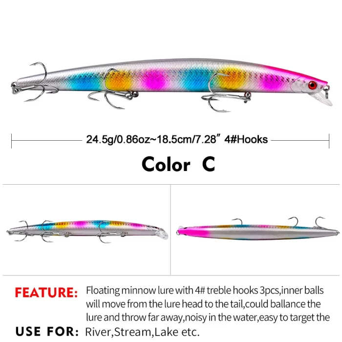 LureBolt Long Minnow Lure Ultra Long Casting Slim Hard Bait for Freshwater and Saltwater Big Fish - Image 4