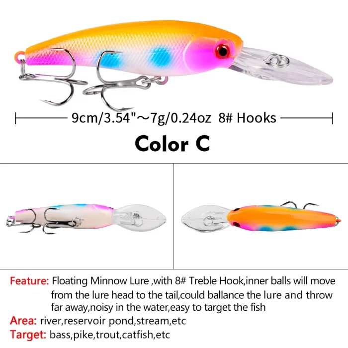 LureBolt Deep Diving Minnow Lure Hard Shell Lifelike Fishing Bait for Deep Water Lure Fishing - Image 4