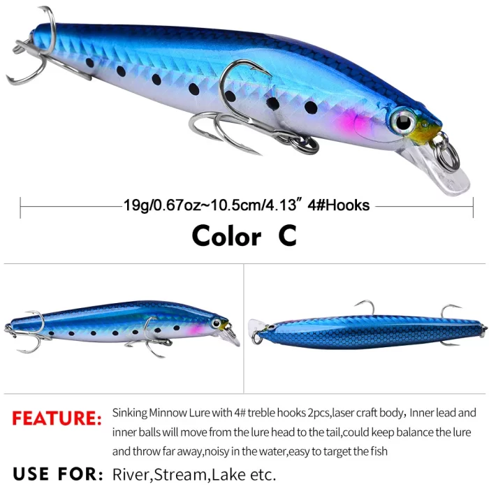 LureBolt Minnow Fishing Lures - Realistic Hard Bait Jerkbaits for Saltwater & Freshwater - Image 4