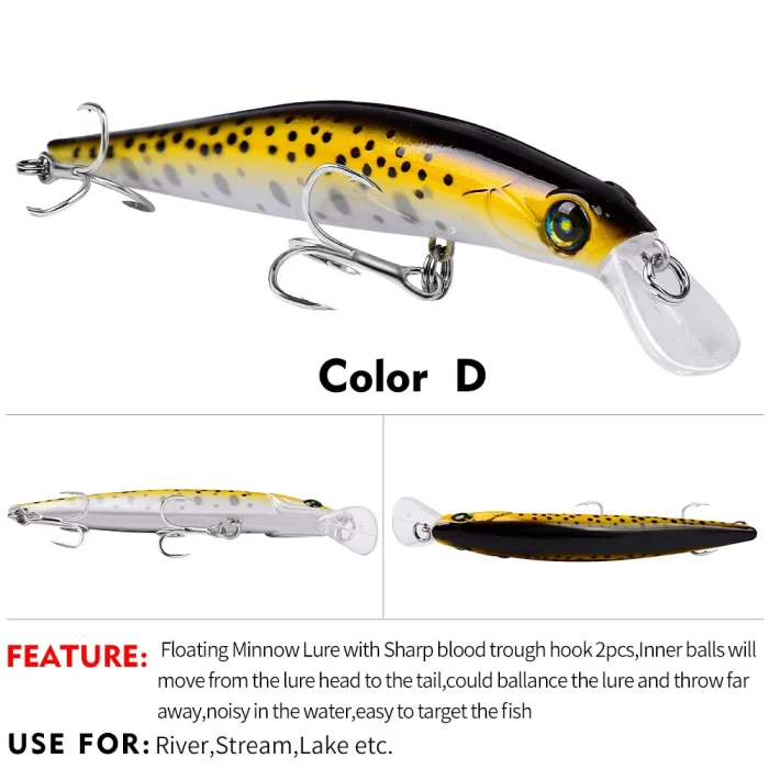 LureBolt Colorful Minnow Fishing Lures - Hard Plastic Jerkbaits for Freshwater and Saltwater Fishing - Image 4