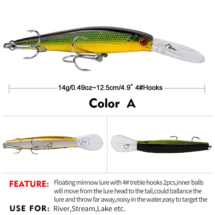 LureBolt Deep Diving Minnow Lure - Colorful Hard Crankbait for Bass and Pike Fishing - Image 4