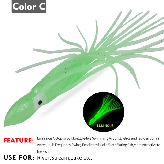 Luminous Squid Fishing Lures for Night Fishing & Freshwater Use | 5pcs - Image 4