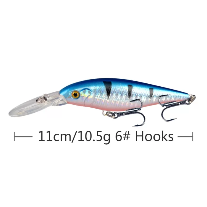 Long Lip Deep Diving Fishing Lure | Blue Back Multi-color Design - Image 4