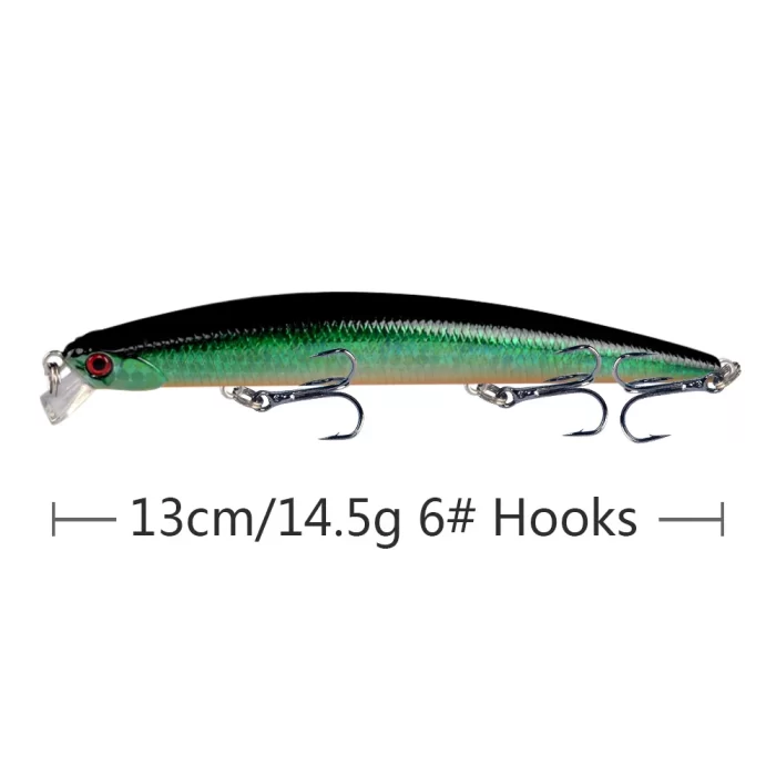 Long Minnow Fishing Lure with Holographic Body and Sharp Treble Hooks for Saltwater & Freshwater - Image 5
