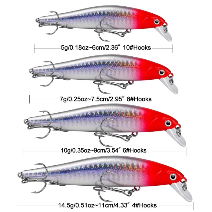 LureBolt Slender Minnow Crankbait - Mid Shallow Diving Laser Reflective Lures for Bass and Trout - Image 5