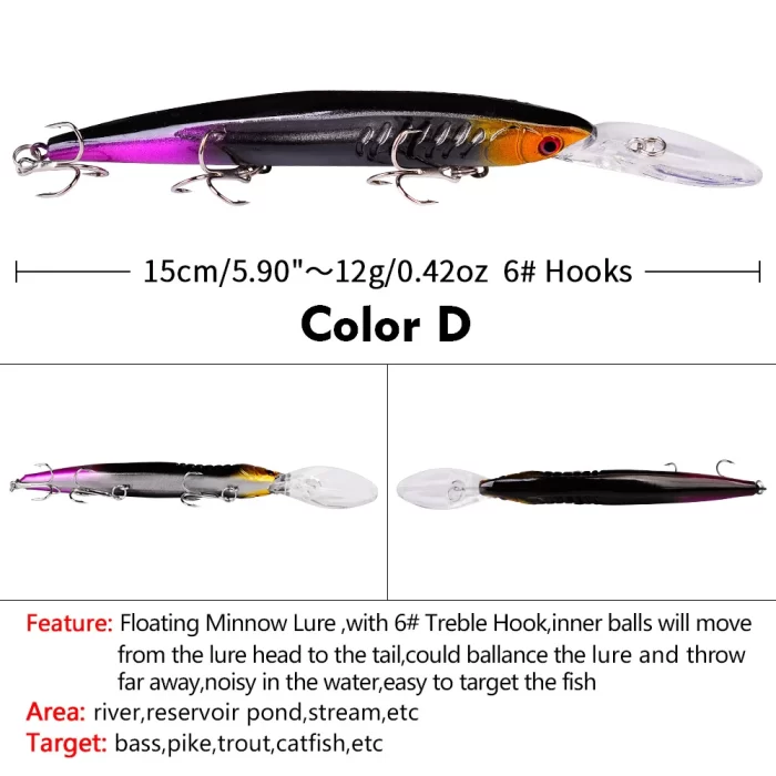 LureBolt Long Lip Minnow Lure Bait Deep Diving Lifelike Hard Fishing Lures for Freshwater - Image 5