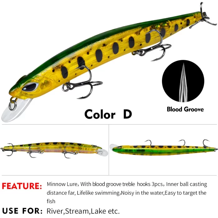 LureBolt Slim Minnow Lure Bait Lifelike Blood Groove Hook Hard Fishing Lures for Freshwater and Saltwater - Image 5