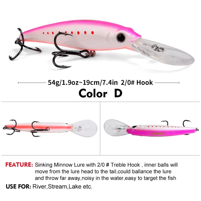 LureBolt Deep Diving Minnow Lure Bait Colorful Hard Fishing Lures for Freshwater and Saltwater - Image 5