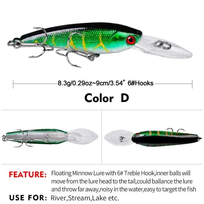 LureBolt Big Mouth Minnow Lure Deep Diving Colorful Hard Bait for Freshwater and Saltwater Fishing - Image 5
