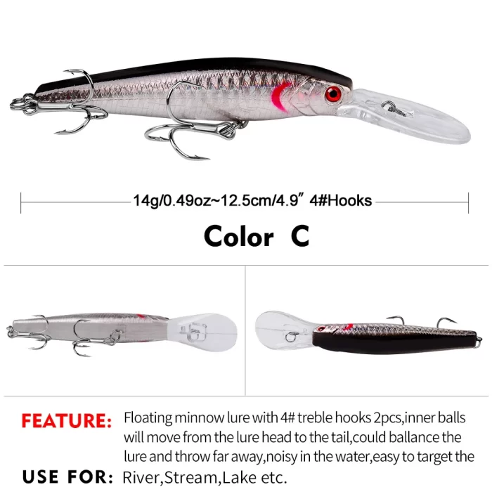 LureBolt Deep Diving Minnow Lure - Colorful Hard Crankbait for Bass and Pike Fishing - Image 5