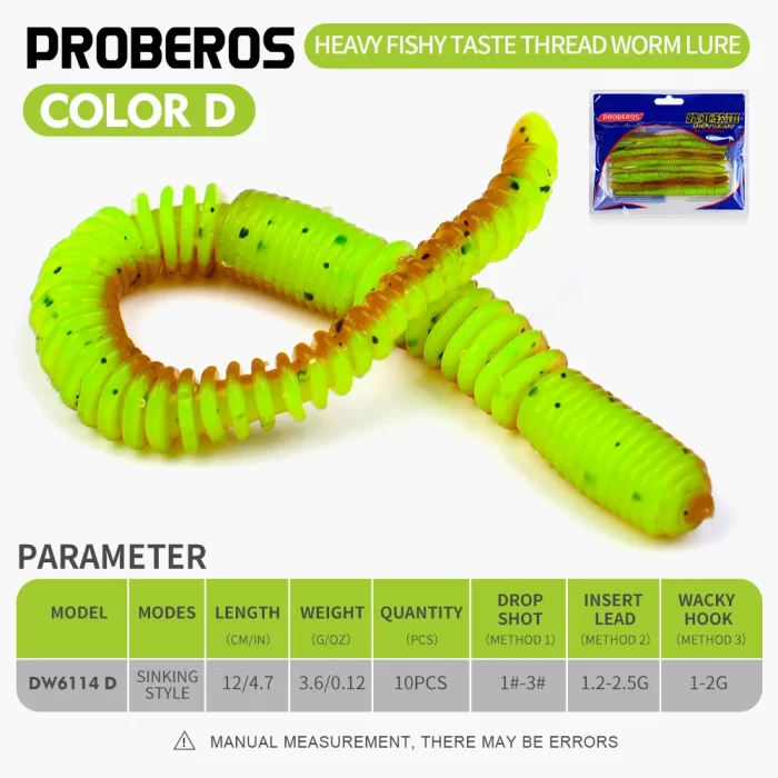 Colored Soft Worm Fishing Lures for Freshwater Fishing | 10pcs - Image 5