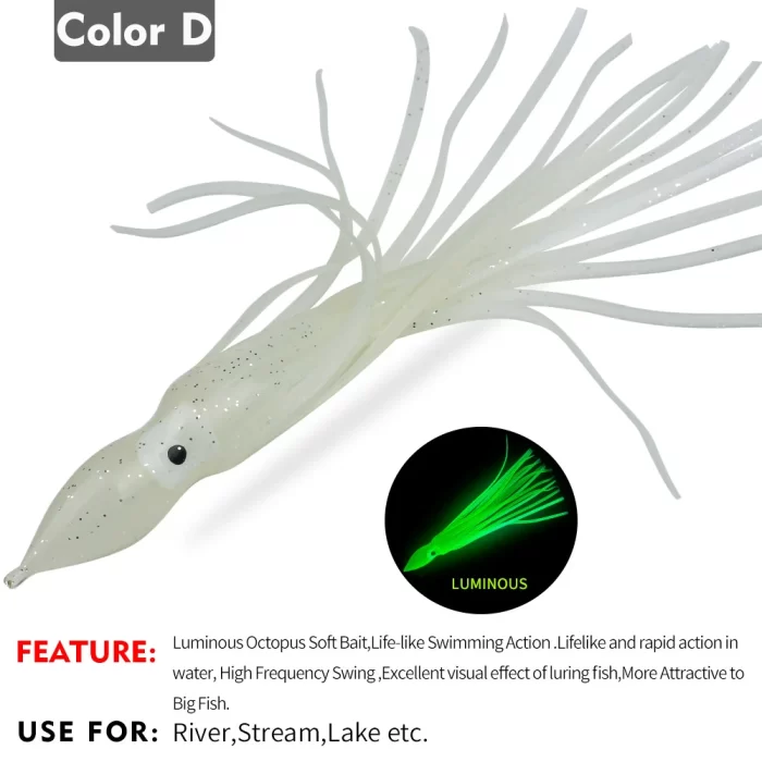 Luminous Squid Fishing Lures for Night Fishing & Freshwater Use | 5pcs - Image 5