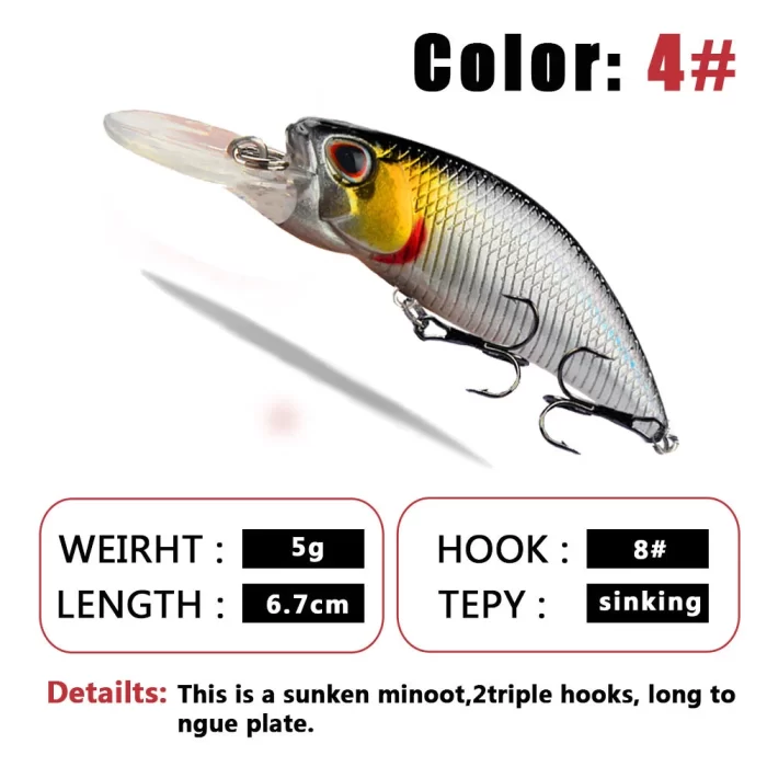 Compact Diving Lure | Triple Hook Design for Bass Fishing Efficiency - Image 5