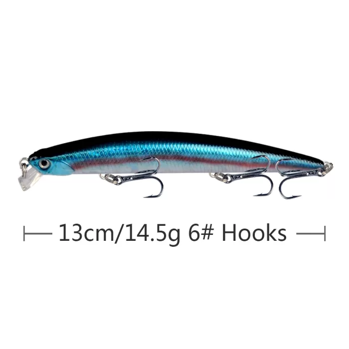 Long Minnow Fishing Lure with Holographic Body and Sharp Treble Hooks for Saltwater & Freshwater - Image 6
