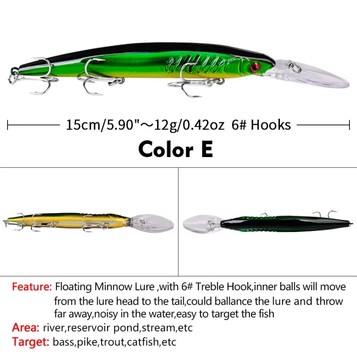 LureBolt Long Lip Minnow Lure Bait Deep Diving Lifelike Hard Fishing Lures for Freshwater - Image 6