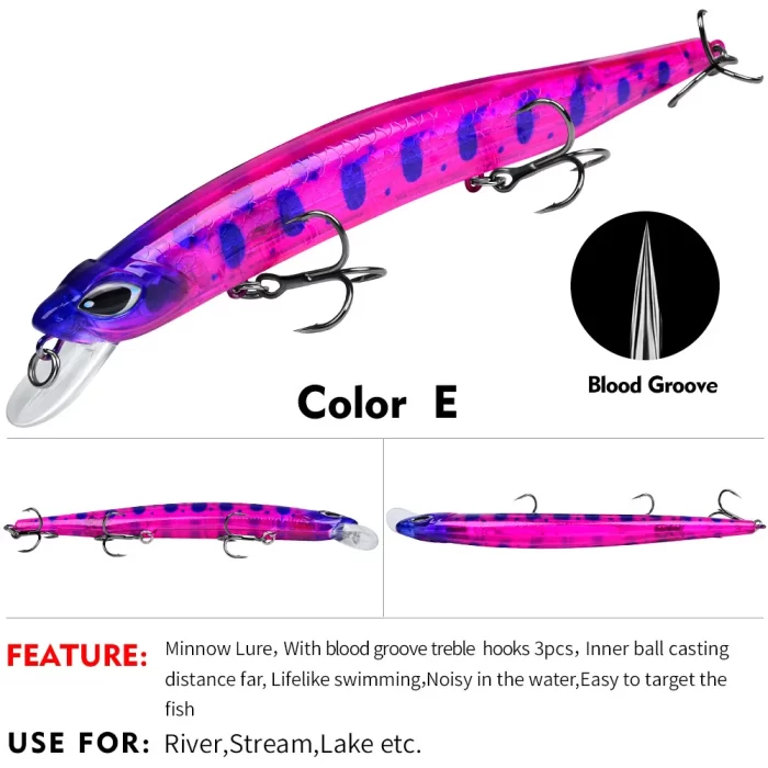 LureBolt Slim Minnow Lure Bait Lifelike Blood Groove Hook Hard Fishing Lures for Freshwater and Saltwater - Image 6