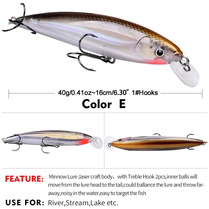 LureBolt Floating Minnow Fishing Lure - Realistic Hard Bait with Treble Hooks for Bass, Pike & More - Image 6