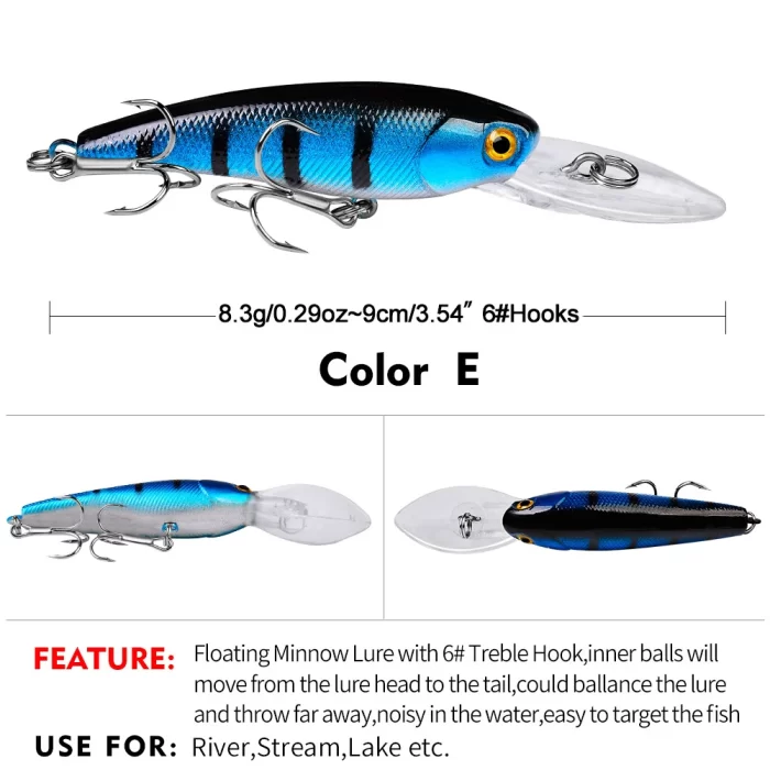 LureBolt Big Mouth Minnow Lure Deep Diving Colorful Hard Bait for Freshwater and Saltwater Fishing - Image 6