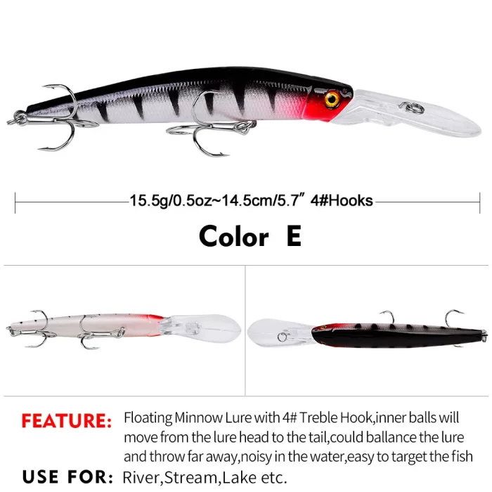 LureBolt Deep Diving Minnow Lure Lifelike Bright Color Long Casting Hard Bait for Freshwater and Saltwater - Image 6