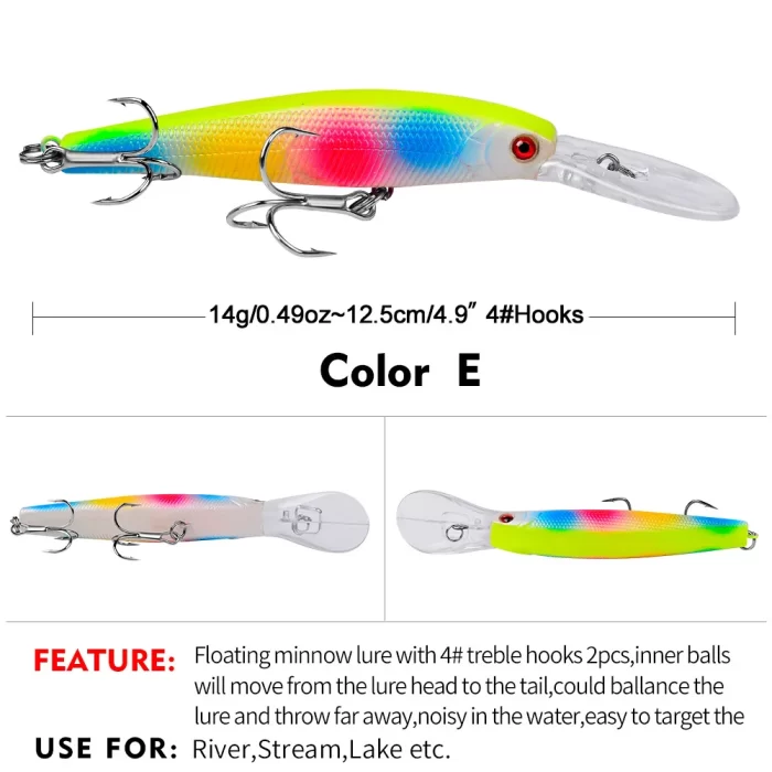 LureBolt Deep Diving Minnow Lure - Colorful Hard Crankbait for Bass and Pike Fishing - Image 6