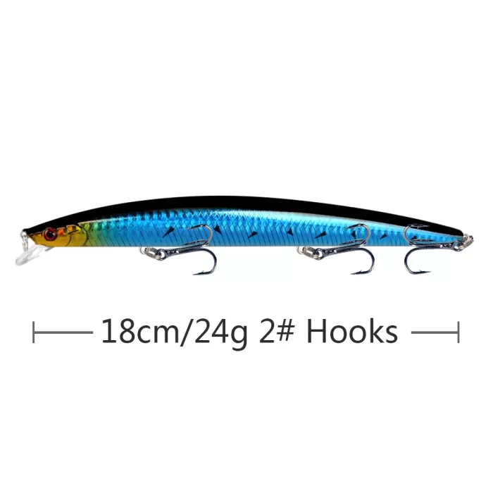 Long Body Multi-Color Reflective Fishing Lure | High-Visibility Hard Bait for Aggressive Strikes - Image 2