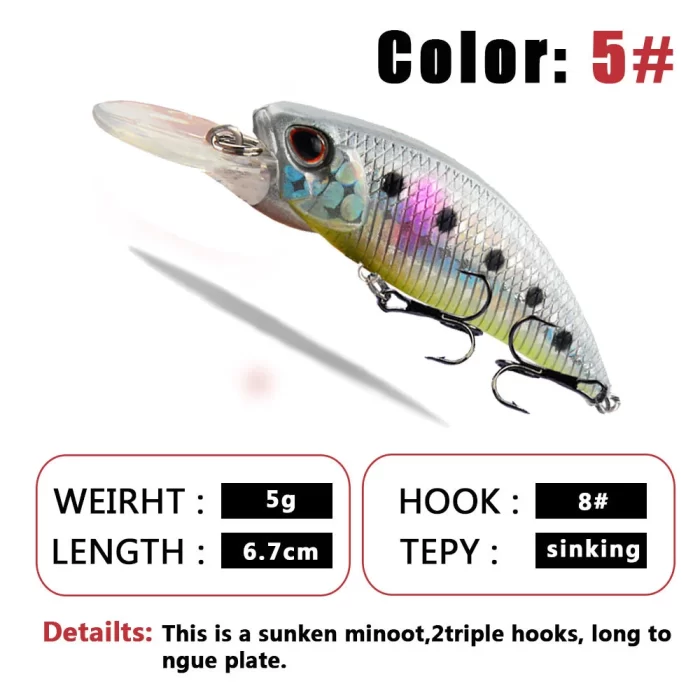 Compact Diving Lure | Triple Hook Design for Bass Fishing Efficiency - Image 6