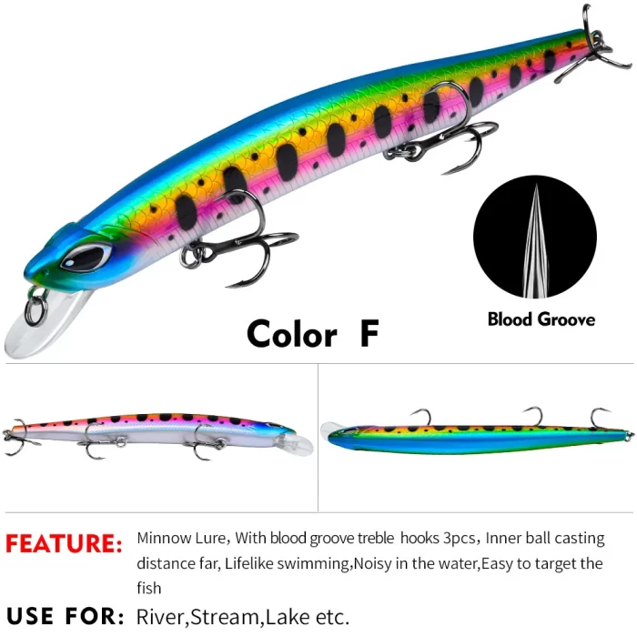 LureBolt Slim Minnow Lure Bait Lifelike Blood Groove Hook Hard Fishing Lures for Freshwater and Saltwater - Image 7