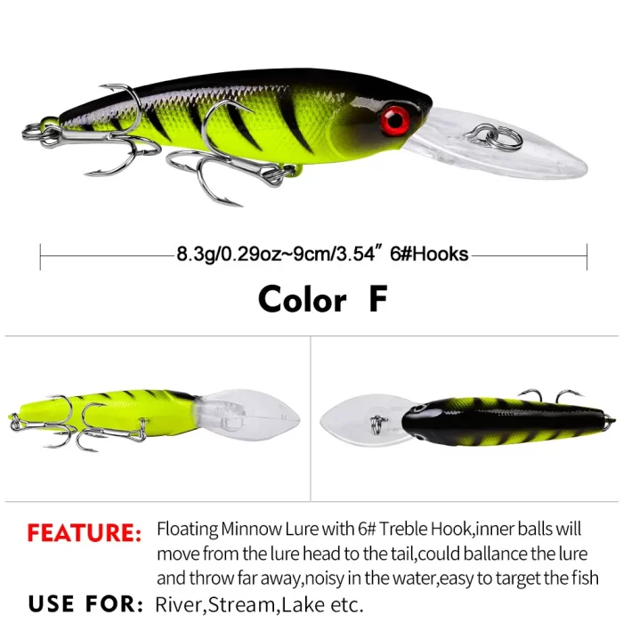 LureBolt Big Mouth Minnow Lure Deep Diving Colorful Hard Bait for Freshwater and Saltwater Fishing - Image 7