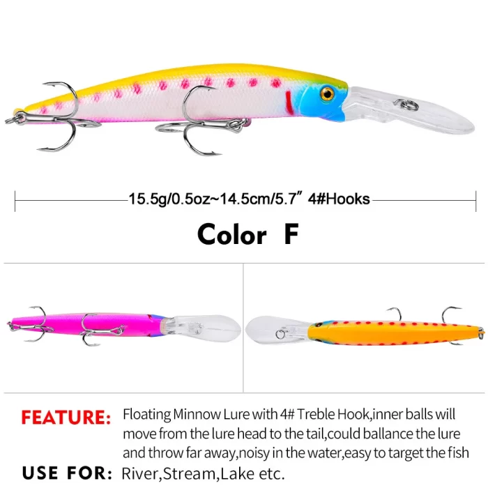 LureBolt Deep Diving Minnow Lure Lifelike Bright Color Long Casting Hard Bait for Freshwater and Saltwater - Image 7