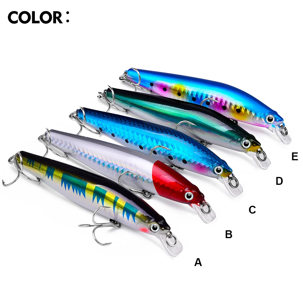 Color options of Minnow Lure arranged from A to E